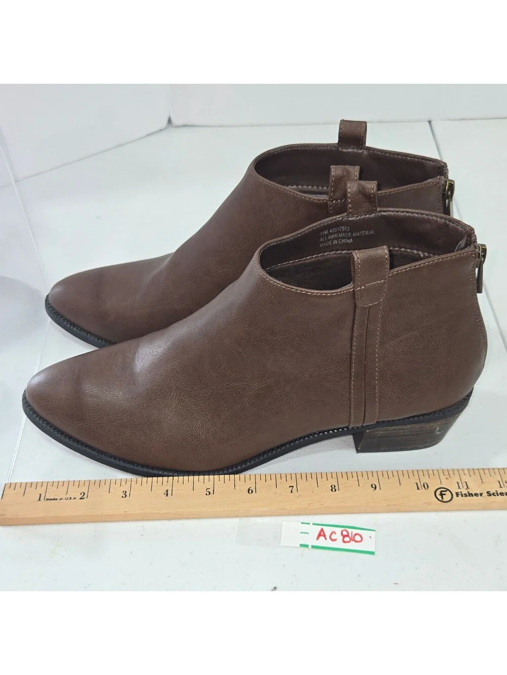 C. EST. 1946 Women’s Brown Ankle Booties Size 11M back zip almond toe man made